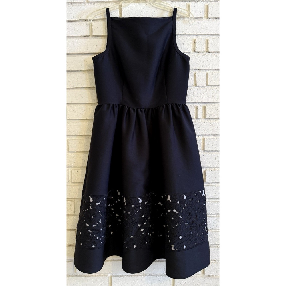 Kate Spade Lace Panel Fit and Flare Dress Sz 6 Black Bateau Neck Sleeveless